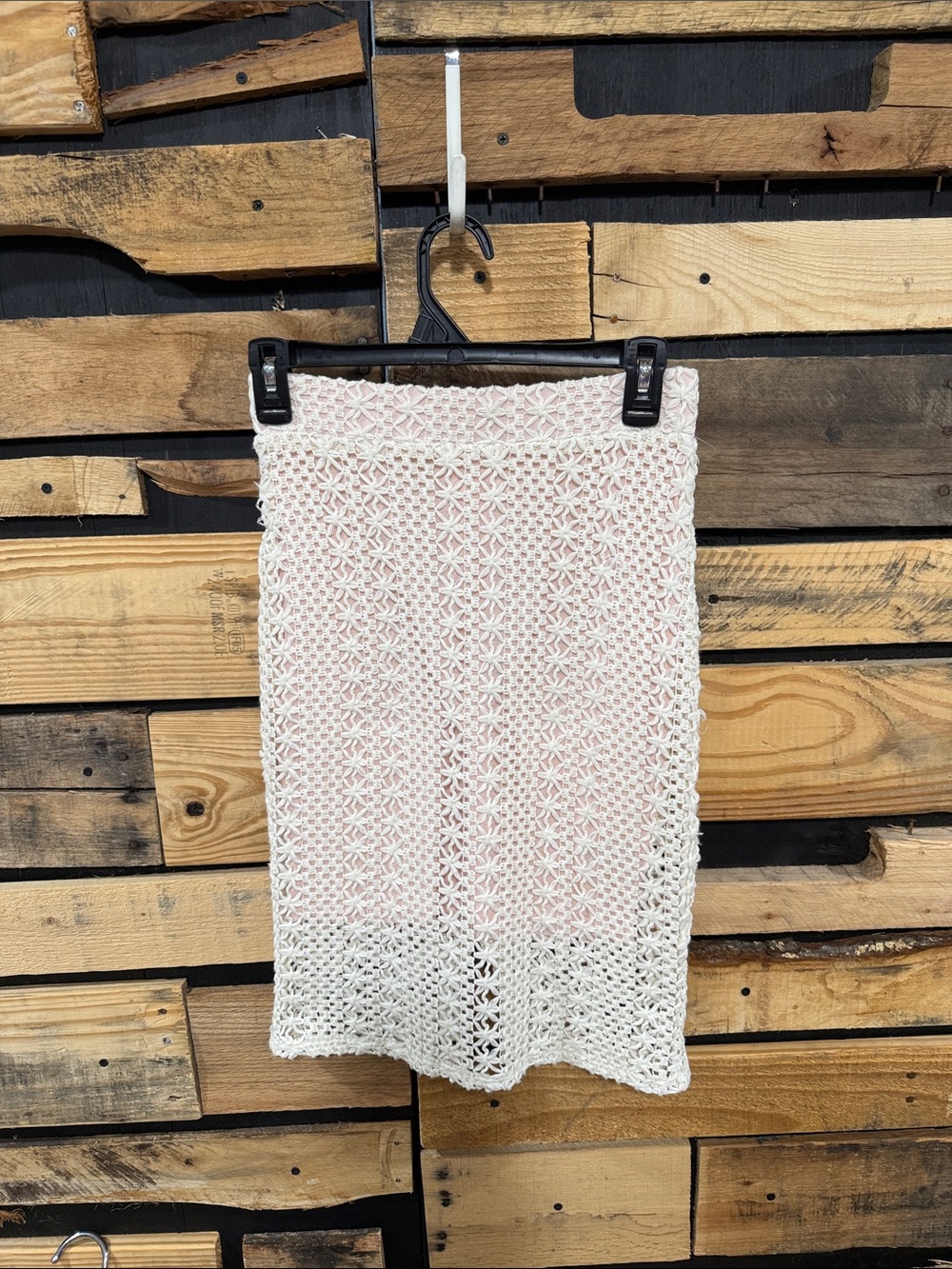 Free People Ivory Crochet Comb Pencil Skirt Size 0